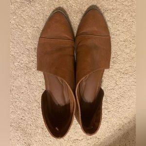 Cognac open faux leather slip-on shoes